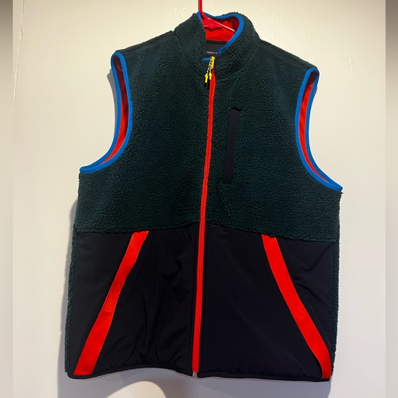 Tommy Hilfiger Men's Botanical Green Hiker Sherpa Full Zip Vest Size L - Picture 2 of 6